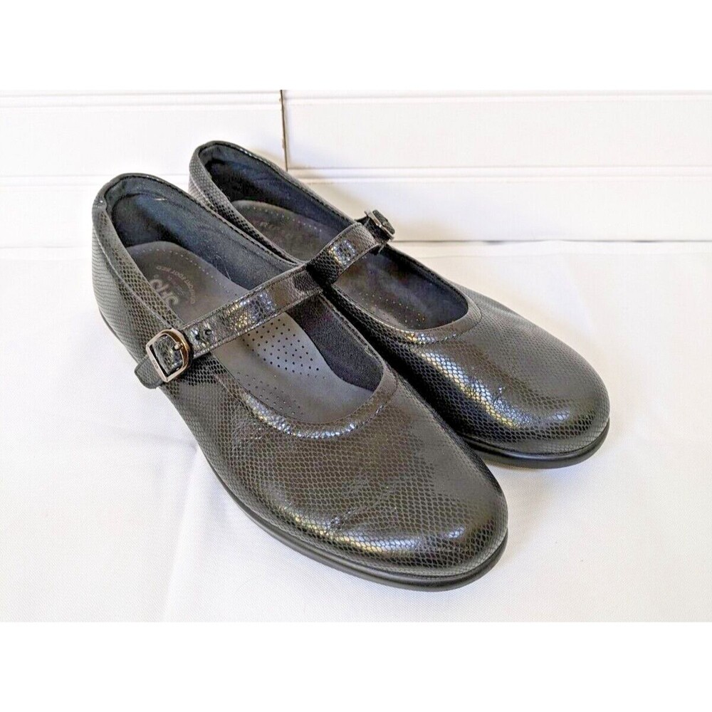 SAS Tripad Maria Mary Jane Womens 9M Black Snake Metallic Comfort Padded USA